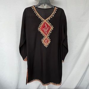 Tunic/dress, or beach/pool cover-up, black, viscose/cotton, XL.